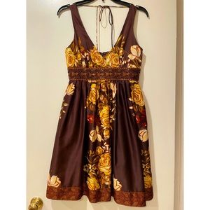 Gold and Brown Floral Dress